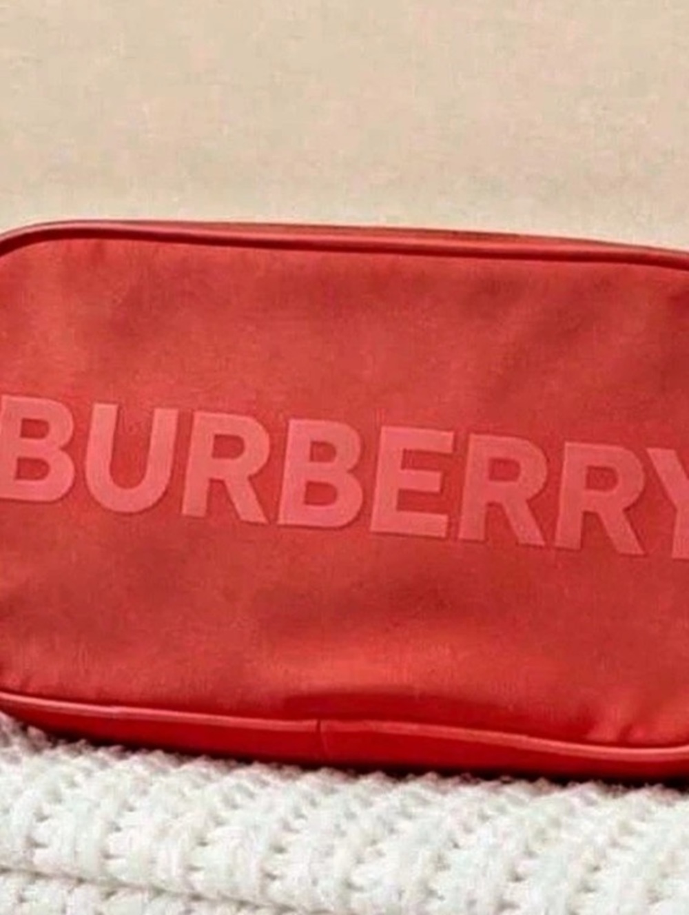 Burberry Beauty Nylon Cosmetic Pouch Red